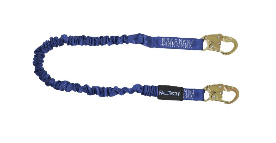 FallTech 6' ElasTech Energy Absorbing Lanyard, Single-leg with Steel Snap Hooks
