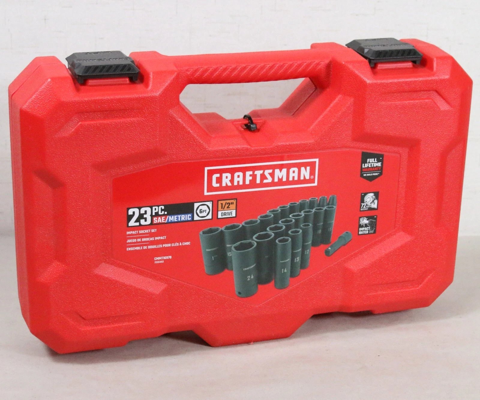 CRAFTSMAN 23-Piece Standard (SAE) and Metric Combination 1/2-in Drive Set 6-Point Impact Socket Set